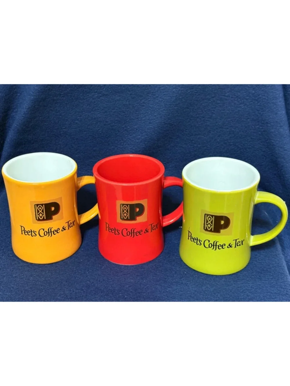 3 Pete’s coffee Mugs BIA large heavy mugs